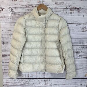 Uniqlo Ultra Light Down Puffer Jacket Women's Off White Cream M Snap